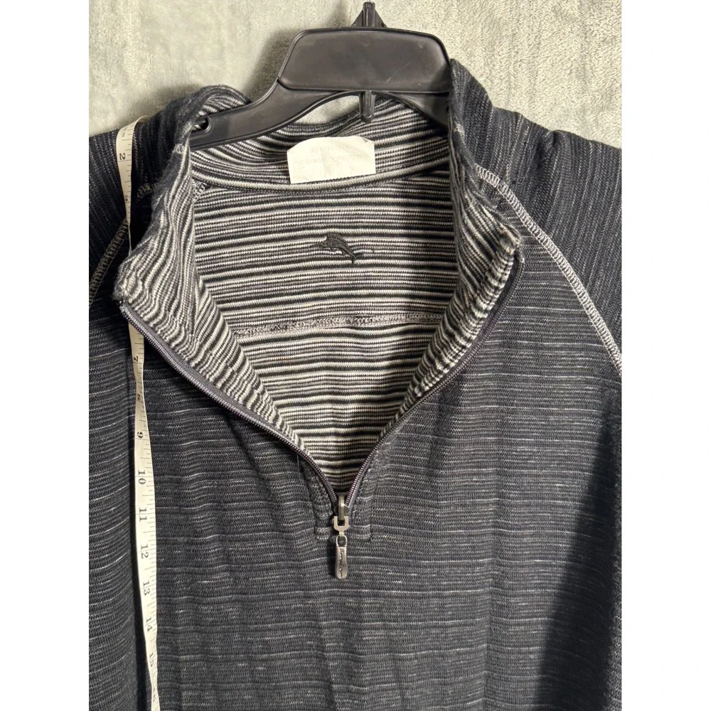 Tommy Bahama Mens Reversible‎ Quarter Zip Pullover Shirt Gray Stripes Size XL